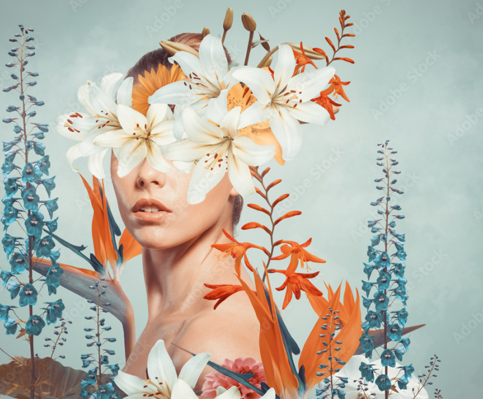 Abstract image of women and wildflowers